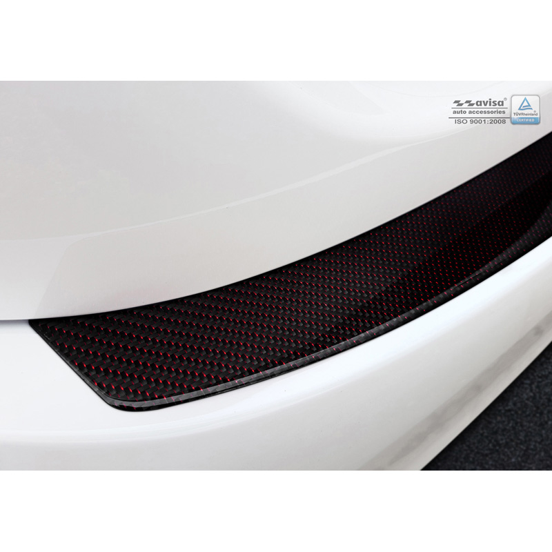 Carbon Achterbumperprotector  Mercedes CLS (C218) 2014-2018 Rood-Zwart Carbon