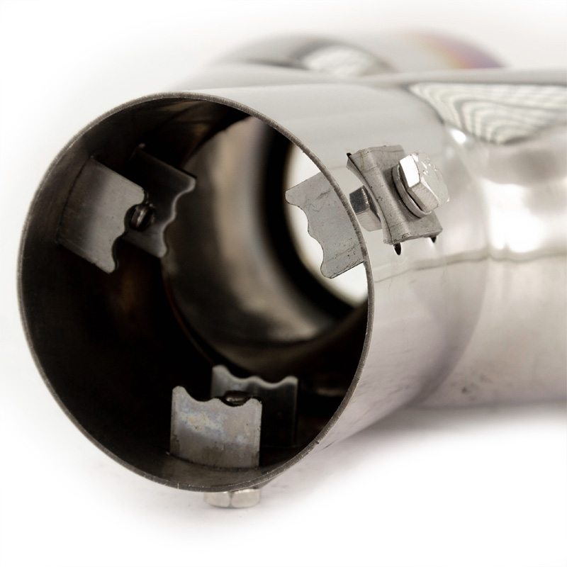 Simoni Racing Uitlaatsierstuk Dubbel Rond/Schuin RVS/Titanium - Ø76xL230mm - Montage -37->58mm
