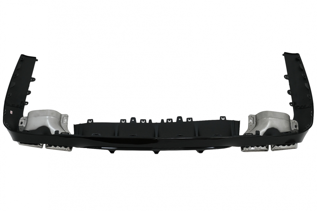 Diffusor E63 Look Mercedes E-Class C238 Coupe Cabrio (2016-..) Piano Black Met Zilveren Sierstukken
