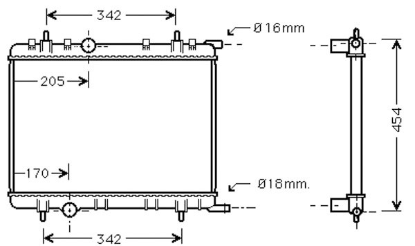 Radiator PARTNER/BERLINGO 02-05 380x568 1.1I/1.4I/1.6I - AC