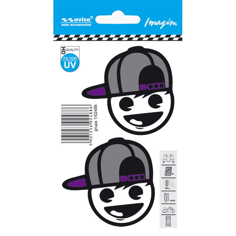 Auto Tattoo Sticker Boy in baseball cap 2-stuks - 6,4x6,1cm