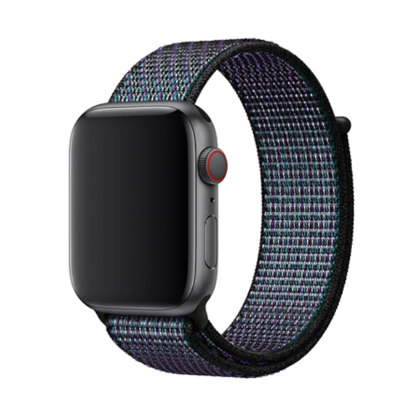 Apple watch nylon loop sport band - Zwart Blauw