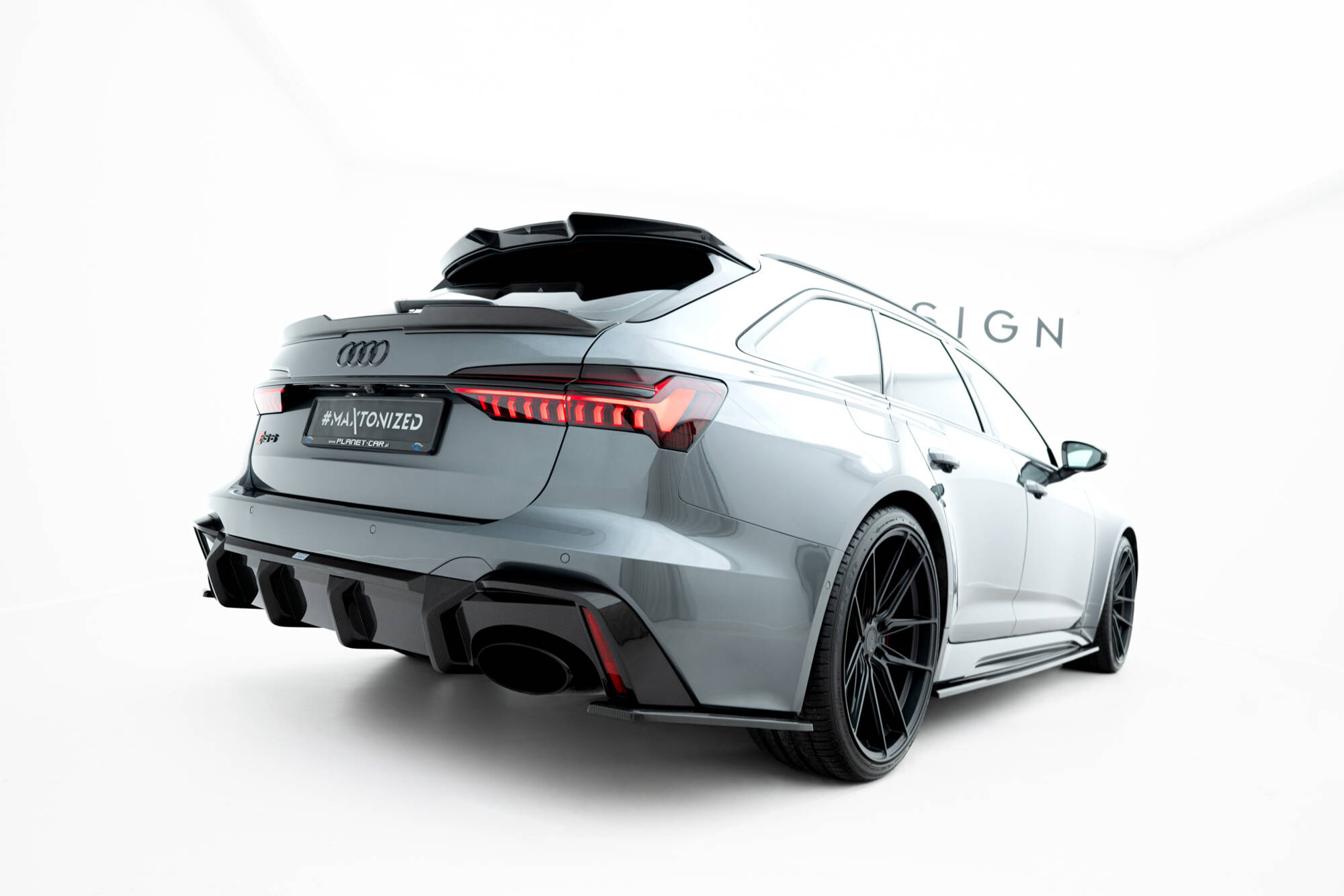 Carbon Fiber Achter Diffuser Audi RS6 C8 Maxton Glanzend zwart