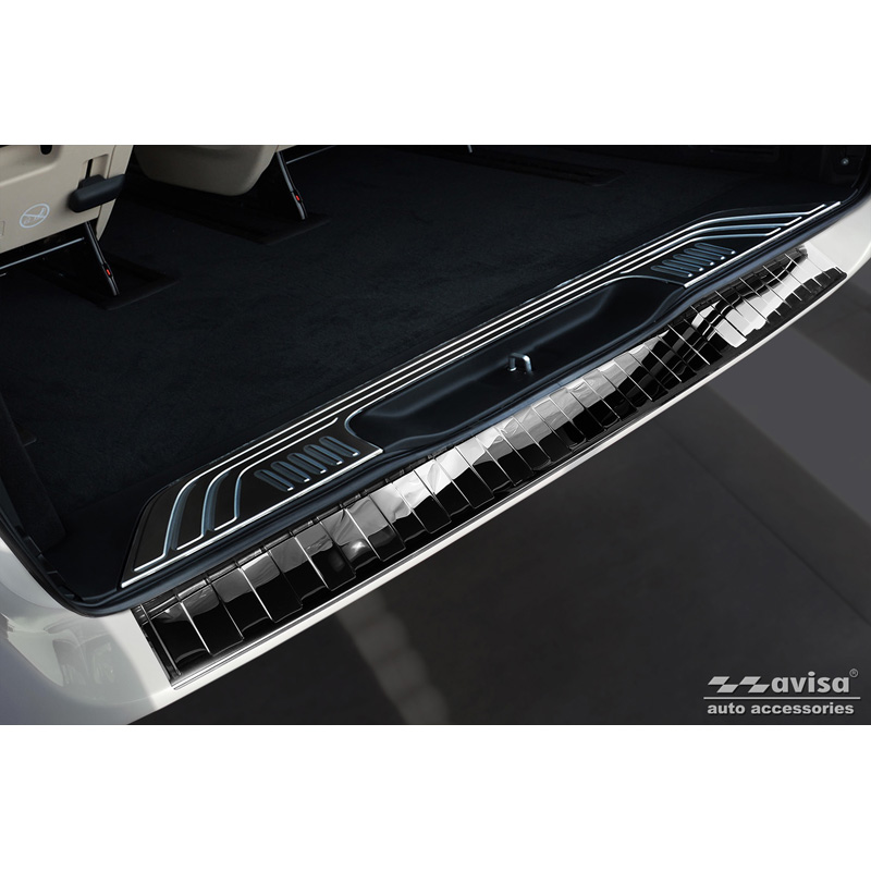 Zwart-Chroom RVS Achterbumperprotector  Mercedes Vito / V-Klasse 2014-2019 & Facelift 2019- 'Ribs' 'XL'