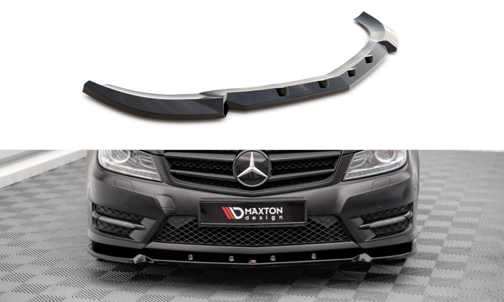 Voorspoiler V.1 Mercedes C Klasse Coupe AMG Pakket W204 Maxton Glans Zwart