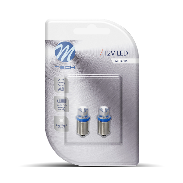 2x M-tech BA9S 12/24v Concave 8mm led blauw