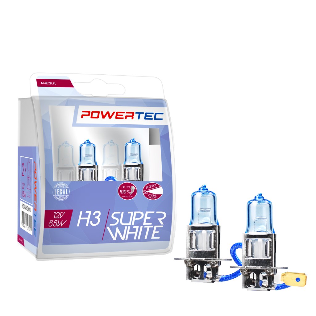 Mtech Powertec SuperWhite H3 bulbs 12V DUO