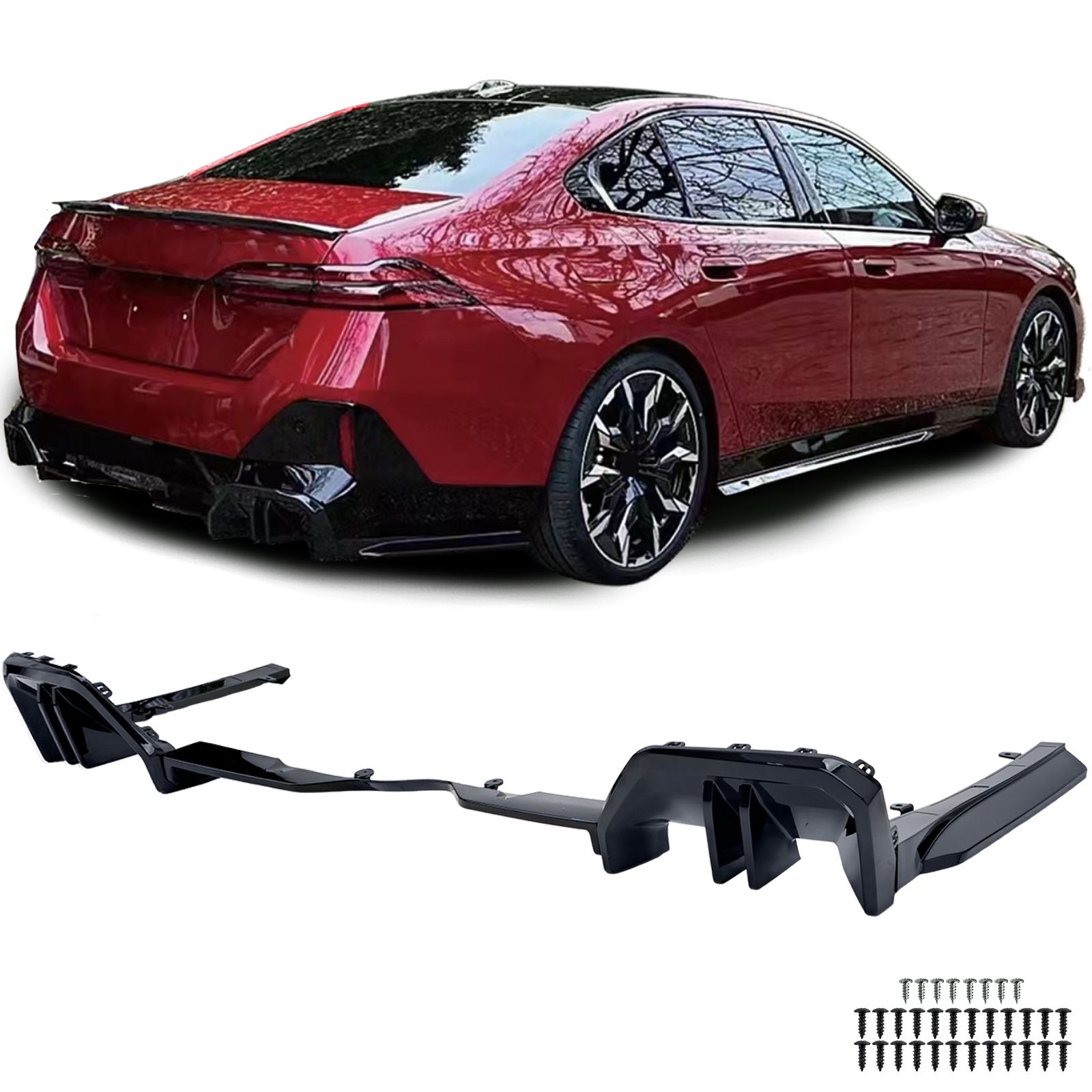 Diffusor BMW 5 G60 M-pack Black Knight Design Glans Zwart