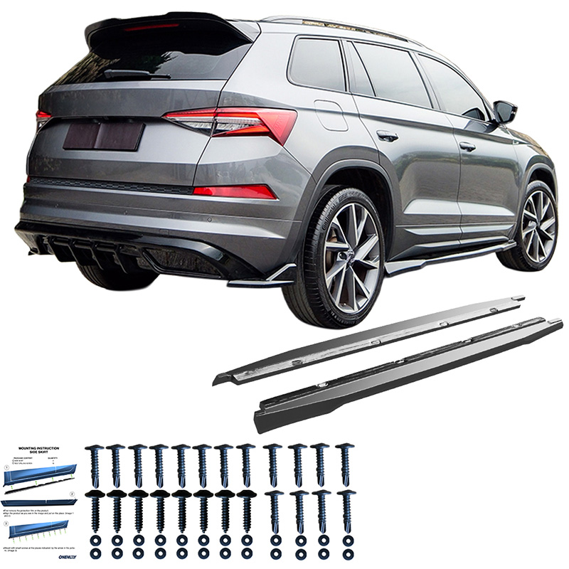 Oneway Set Sideskirts  Skoda Kodiaq I (NS7) Sportline & RS Facelift 2021-2024 - Glanzend zwart