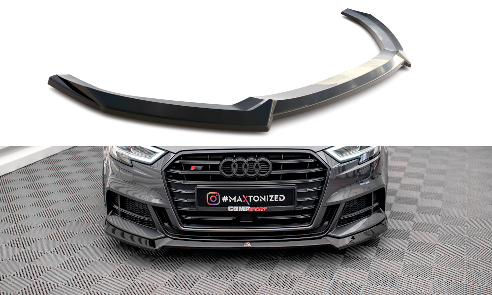 Voorspoiler V.3 Audi S3 Sportback 8V FL Maxton Glans Zwart