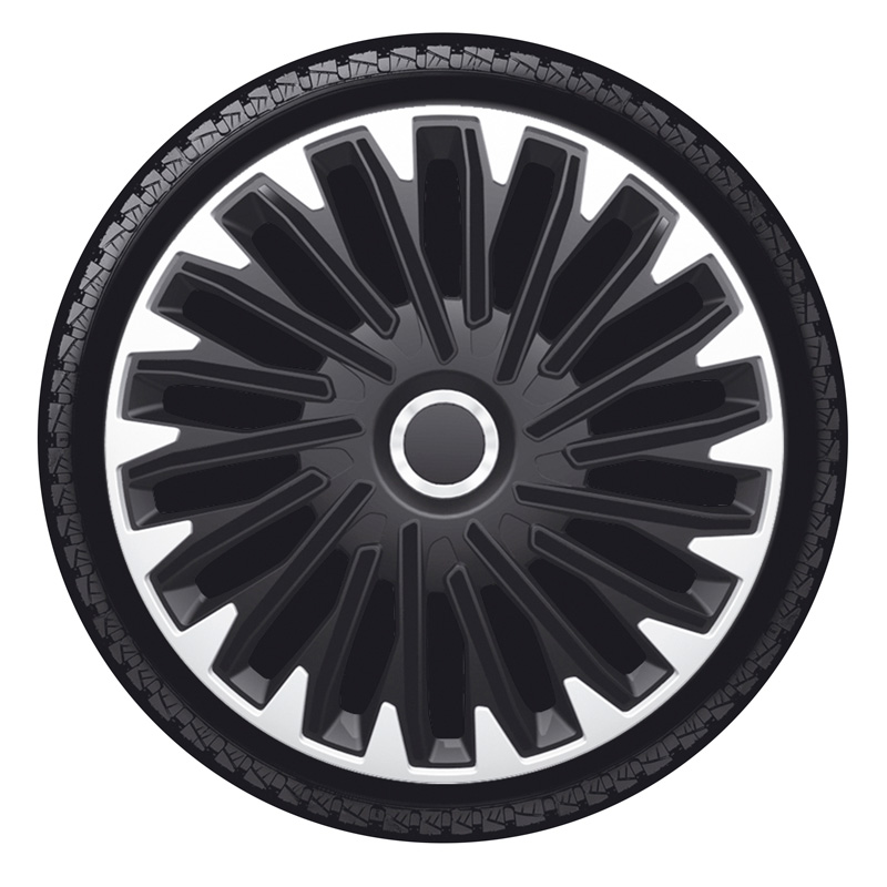 4-Delige Wieldoppenset Quantum Pro 13-inch zilver/zwart + chroom ring