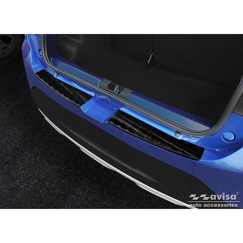 Zwart RVS Achterbumperprotector  Dacia Sandero III 2020-2022 & Facelift 2022- incl. Stepway 'Ribs' (2-delig)