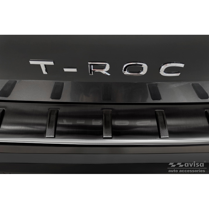 Zwart RVS Achterbumperprotector  Volkswagen T-Roc & T-Roc Cabrio 2017-2022 & Facelift 2022- 'STRONG EDITION'