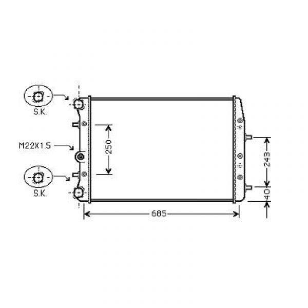 Radiator POLO 03->> 630x408x29 1.9 TDI 96KW +/-AC
