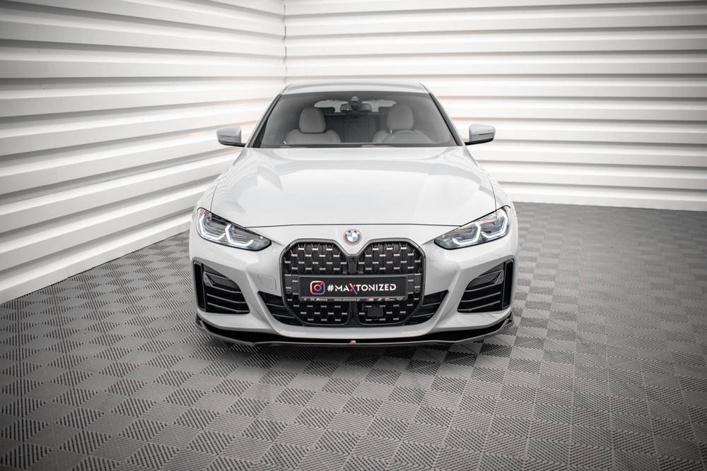 Voorspoiler V.1 BMW 4 Serie & i4 Gran Coupe M Pakket G26 Maxton Glans Zwart