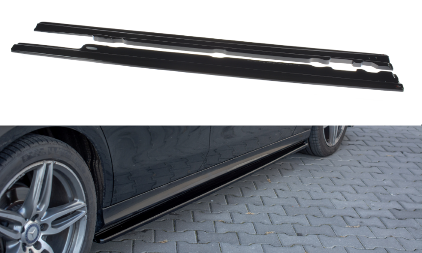 Zijskirts Mercedes E43 AMG/AMG-Line W213 Maxton Design glans zwart