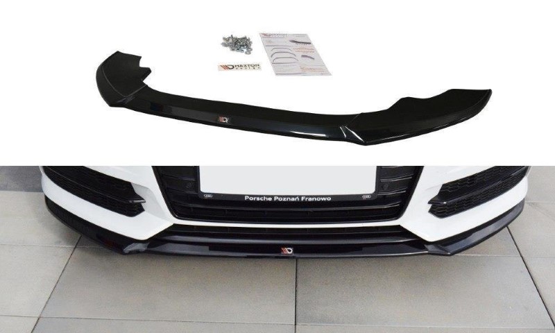 Voorspoiler Audi S6 / A6 S-Line C7 FL V.1 Glanzend Zwart