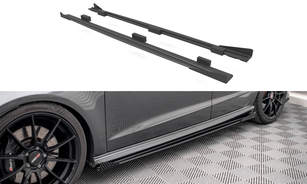 Zijskirts met Canards Street Pro Audi S3 Sportback 8V FL Maxton