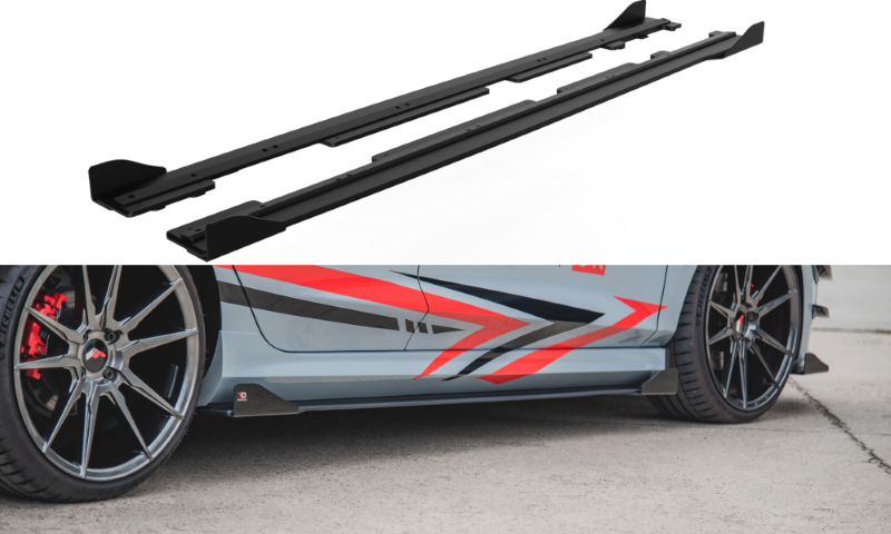 Duurzame Zijskirts + Kleppen Ford Fiesta Mk8 ST / ST-Line Racing Glanzend Zwart