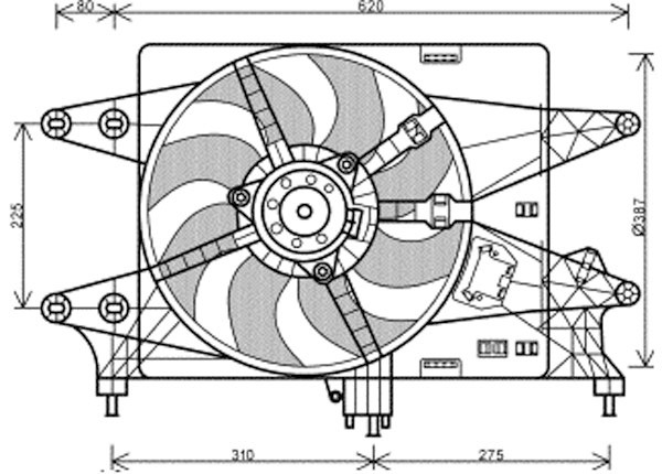 Radiator FAN COMPLEET DOBLO 05.10 1.4I-8V +A/C