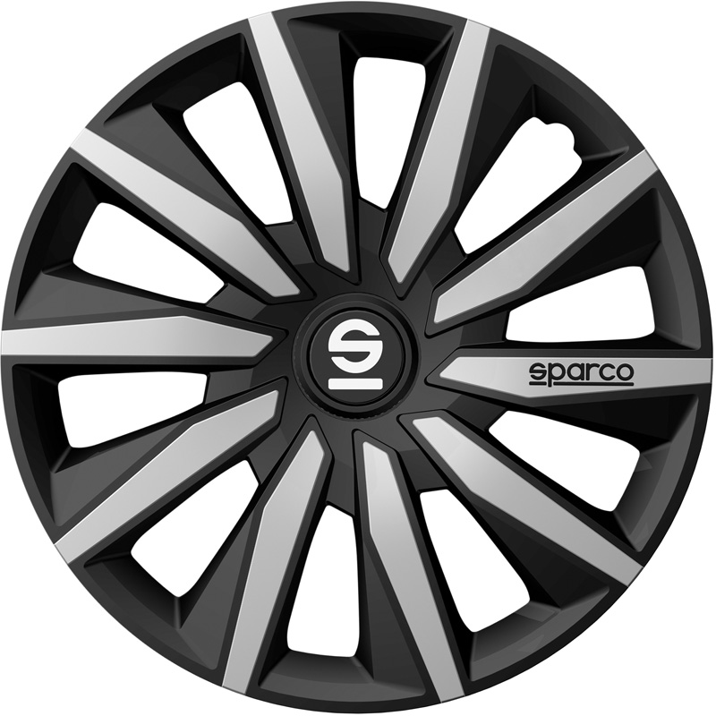 Sparco Wieldoppen Milano - 16-inch - Zwart/Zilver - Set van 4 stuks