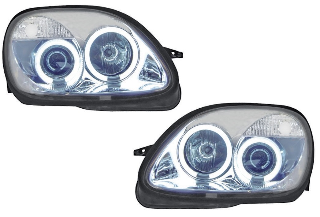 Faros Mercedes SLK 96-04 H1+H1 Angel Eyes CCFL chome