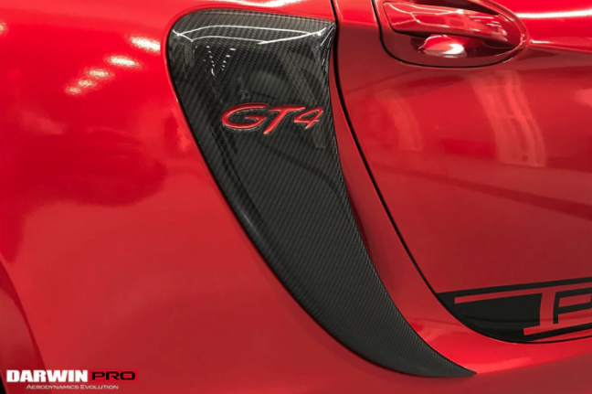 Porsche 981 Boxster/Cayman GT4 Style Carbon Fiber Zijpanelen 2012-2016