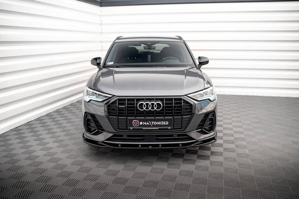 Voorspoiler V.1 Audi Q3 S-Line F3 Maxton Glans Zwart