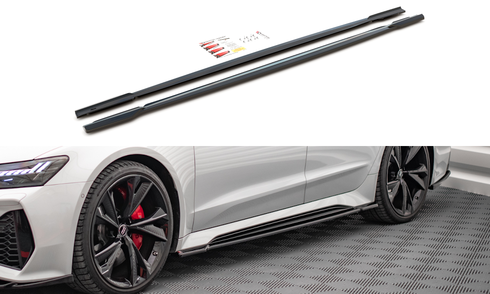 Zijskirts V.1 Audi RS6 / RS7 C8 Maxton Glanzend Zwart