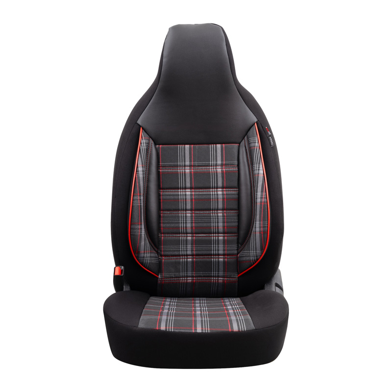 Universele Stoffen 'CityBug' Stoelhoezenset 'Sports' Zwart/Grijs/Rood - 9-delig - geschikt voor Side-Airbags
