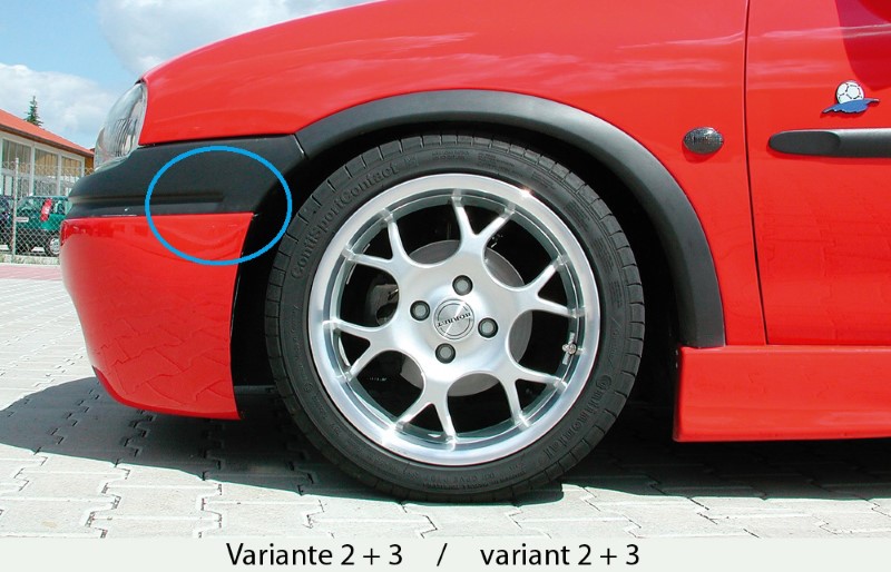 Voorspoilerlip aanzet versie 1 Opel Corsa B 97- Rieger