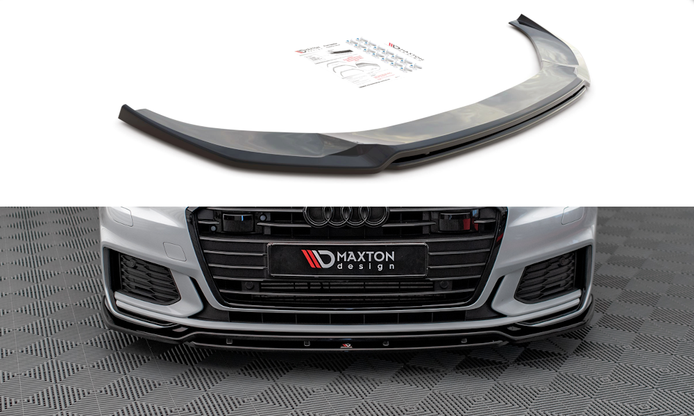 Voorspoiler V.3 Audi A6 S-Line / S6 C8 Maxton Glans Zwart