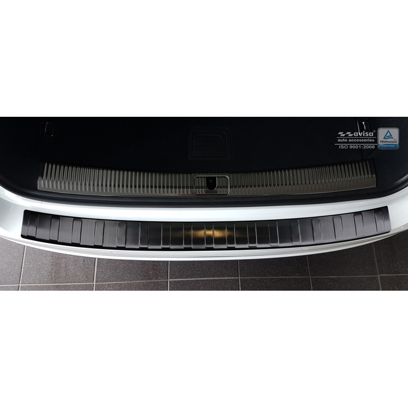 Zwart RVS Achterbumperprotector  Audi A4 B9 Avant 2015-2019 & Facelift 2019- 'Ribs' (incl. S-Line & S4 Avant)