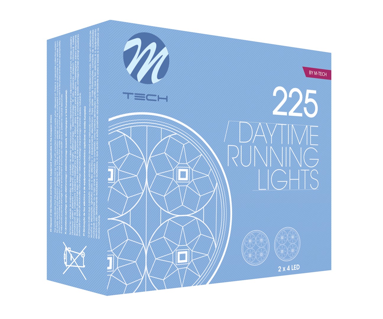 Dagrijlicht M-tech 225 HP LED Ultra Bright 4 LED
