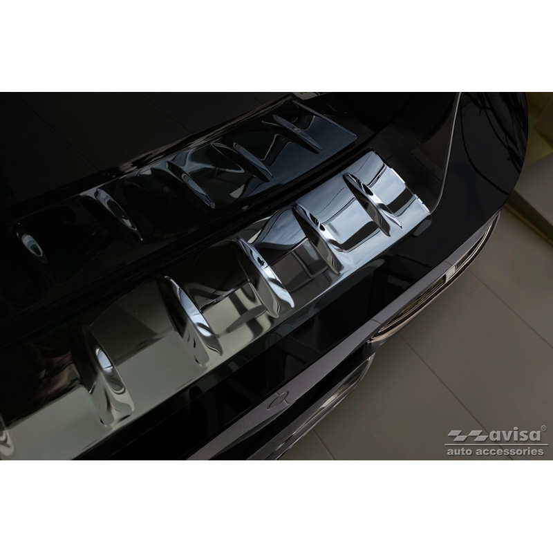 Zwart-Chroom RVS Achterbumperprotector  BMW 7-Serie (G70) 2023- met M-Pakket 'Ribs'