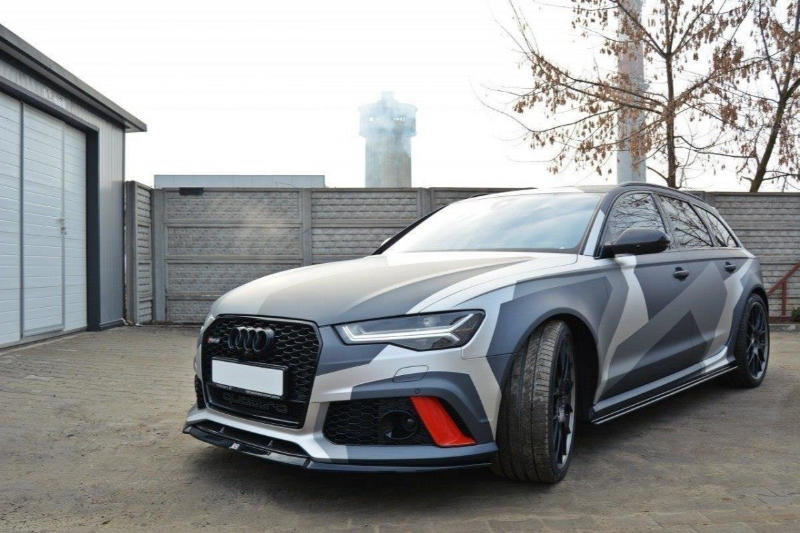 Voorspoiler V.2 Audi RS6 C7 Maxton Glans Zwart