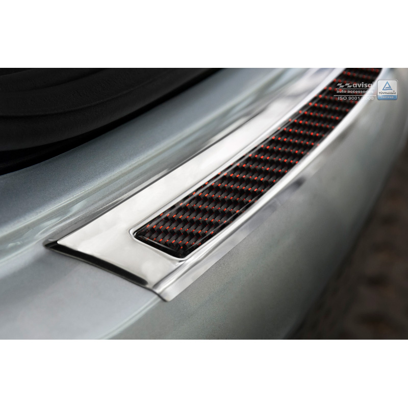 RVS Achterbumperprotector 'Deluxe'  Mercedes GLE Coupé 2015- Chroom/Rood-Zwart Carbon