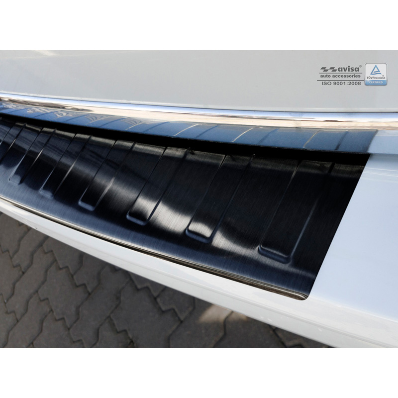 Zwart RVS Achterbumperprotector  Volkswagen Transporter T6 2015-2019 & FL 2019-2020 & T6.1 2020-2022 (met achterklep) 'Ribs'