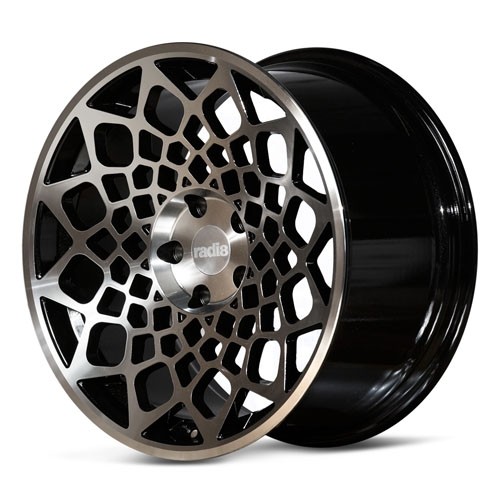 RADI8 B12 8.5x18 5X100 35 Gloss black machine face 57,1 Velgen