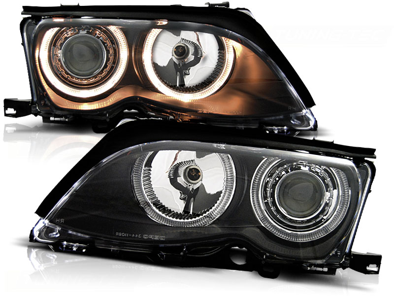 Faros BMW E46 sedan Angel Eyes negro