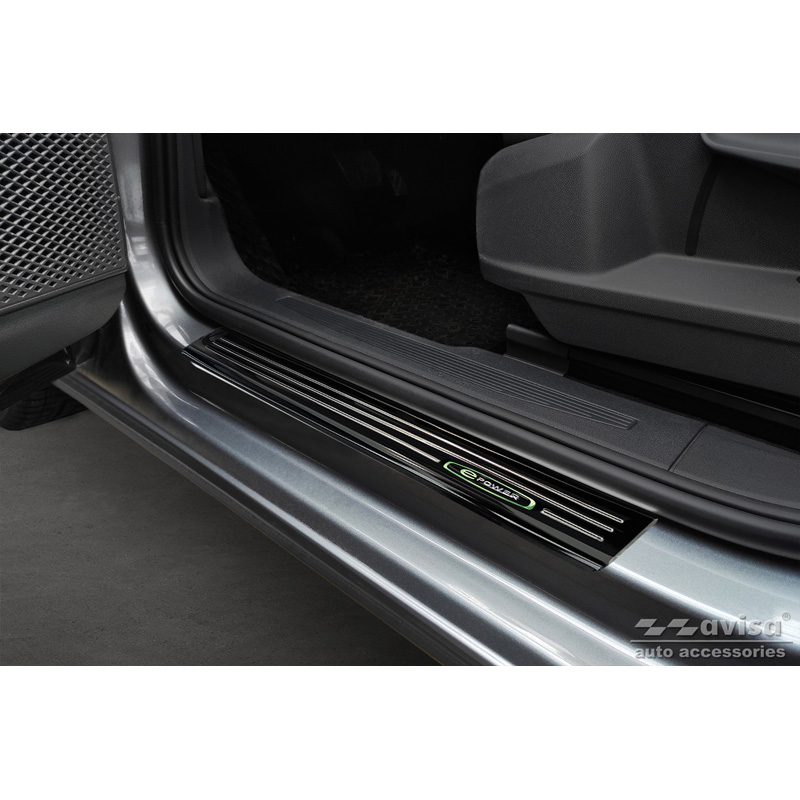 Zwart glanzend RVS Instaplijsten  Volkswagen Caddy V 2020- 'E-Power' - 2-delig