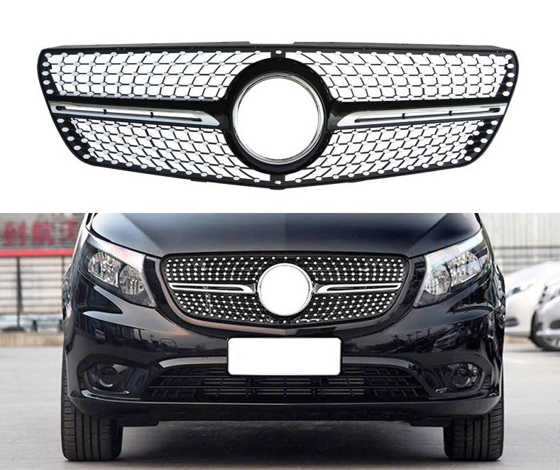 Grill Mercedes V-Class W447 Vito (2014-2018) Diamond Zwart/Chroom
