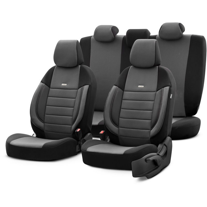 otoM Universele Stoffen Stoelhoezenset 'SelectedFit Pro' Zwart - 11-delig - geschikt voor Side-Airbags