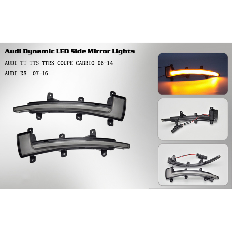 Set LED Zijspiegel-Knipperlichten  Audi TT 2006-2014 & R8 2007-2016 - Rookgrijs - incl. Dynamic Running Light