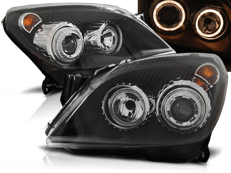 Faros Opel Astra H Angel Eyes cromo