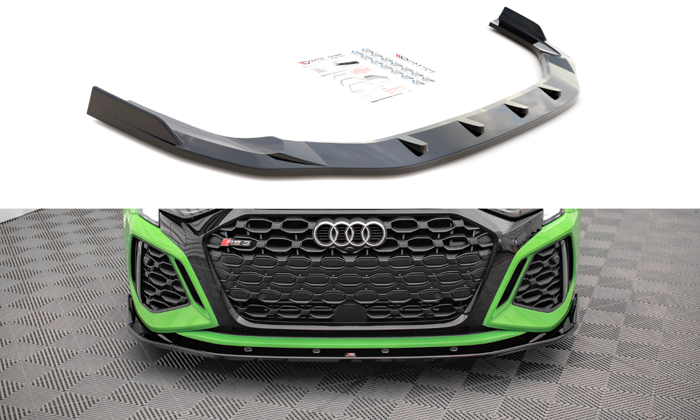 Voorspoiler V.2 Audi RS3 8Y Maxton Glans Zwart