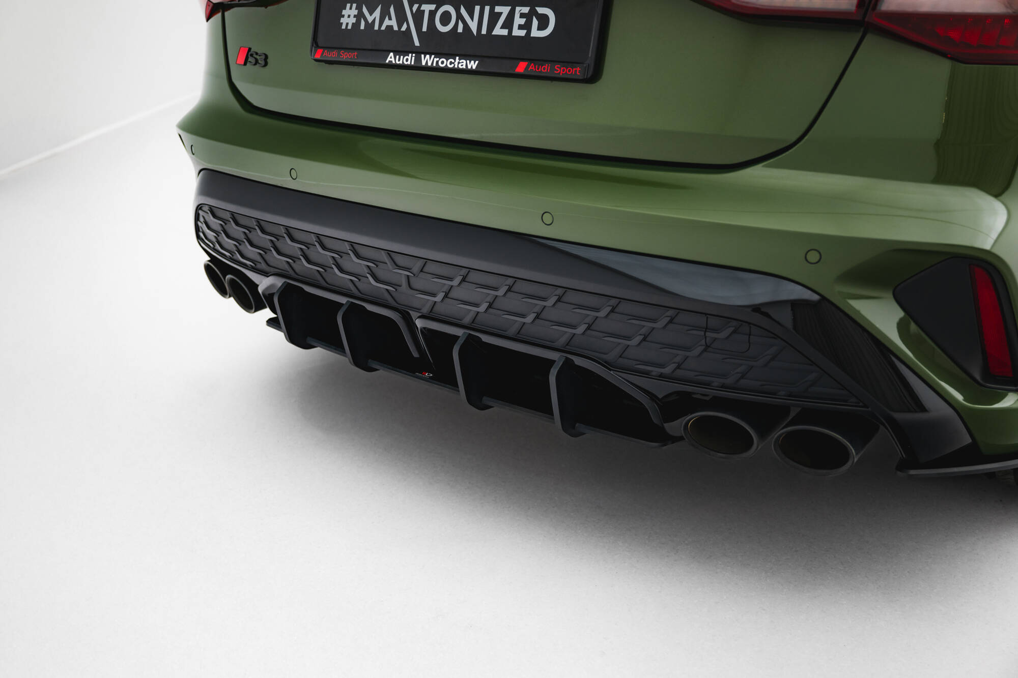 Street Pro Achter Diffuser Audi S3 / A3 S-line 8Y Facelift Maxton Glanzend zwart