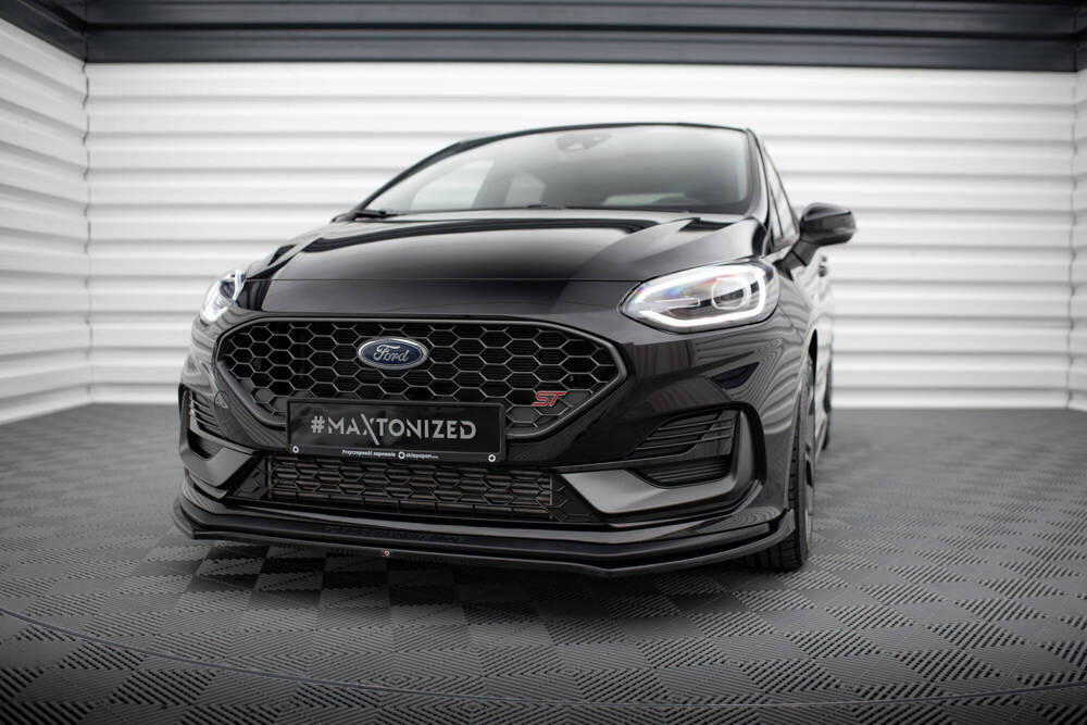 Voorspoiler V.1 Ford Fiesta ST / ST Line Mk8 FL Maxton Glans Zwart