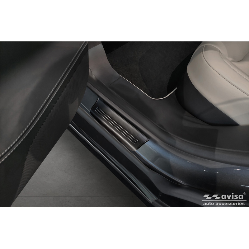 Zwart RVS Instaplijsten  Tesla Model S 2012-2016 & Facelift 2016- 'Lines' - 4-delig