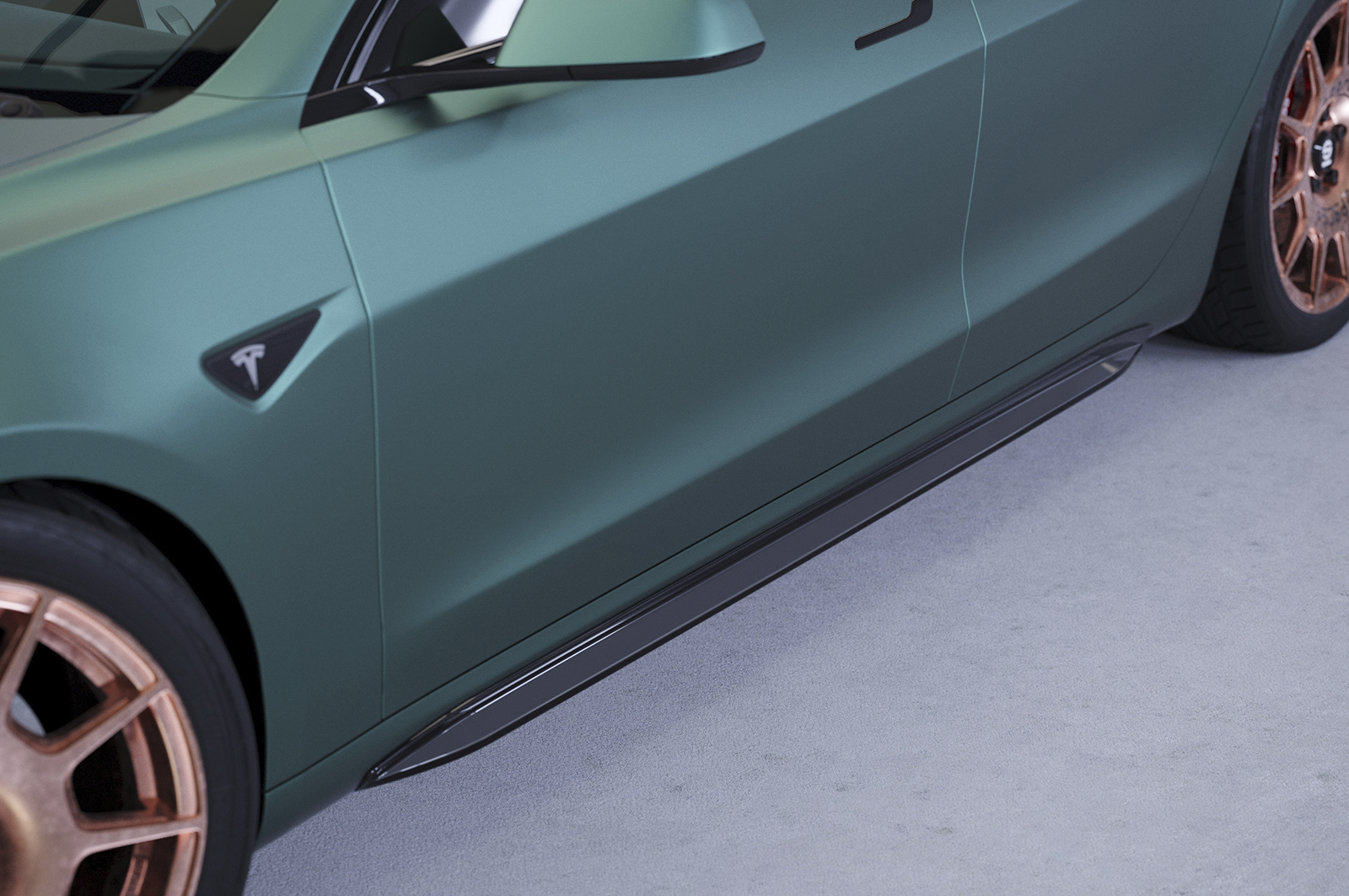 Zijskirts Tesla Model 3 CSR Glans Zwart